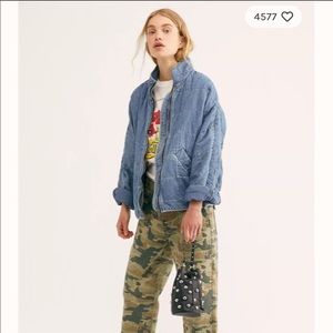 Free people Dolman quilted denim jacket